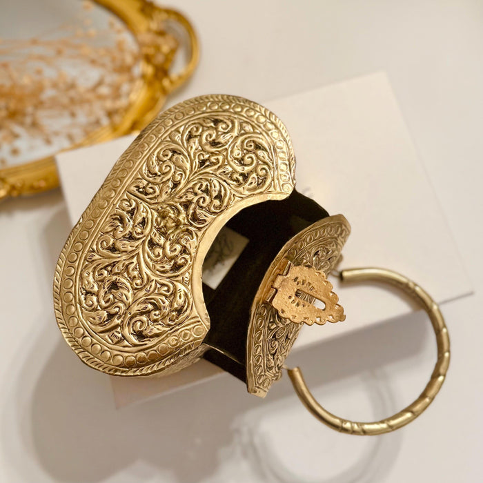 14k Gold Plated Pure Brass Clutch - Vintage Style Top Handle Clutch