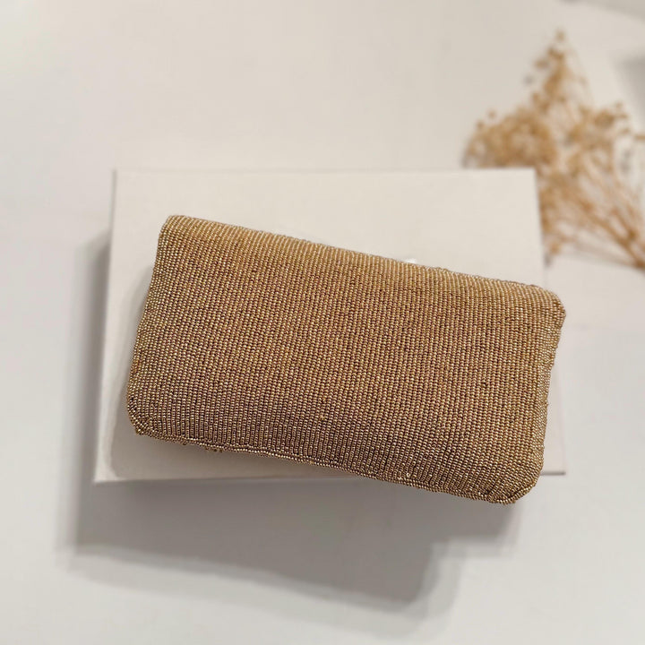 Gold Beaded Bridal Clutch: Sequin & Crystal Evening Bag