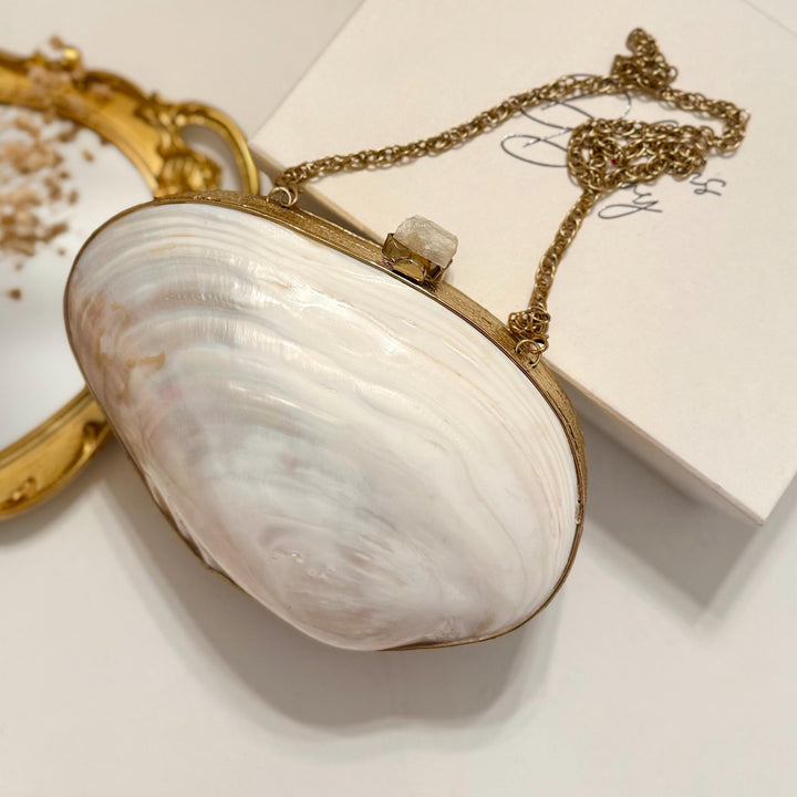 Natural Seashell Clutch: Gold Frame Shell Bag