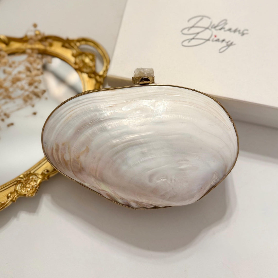 Natural Seashell Clutch: Gold Frame Shell Bag