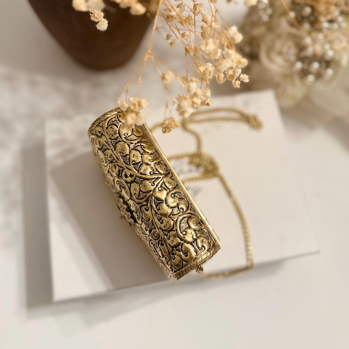 Brass Beauty | Mini Antique Gold Brass Clutch | Vintage Style Mini Evening Bag
