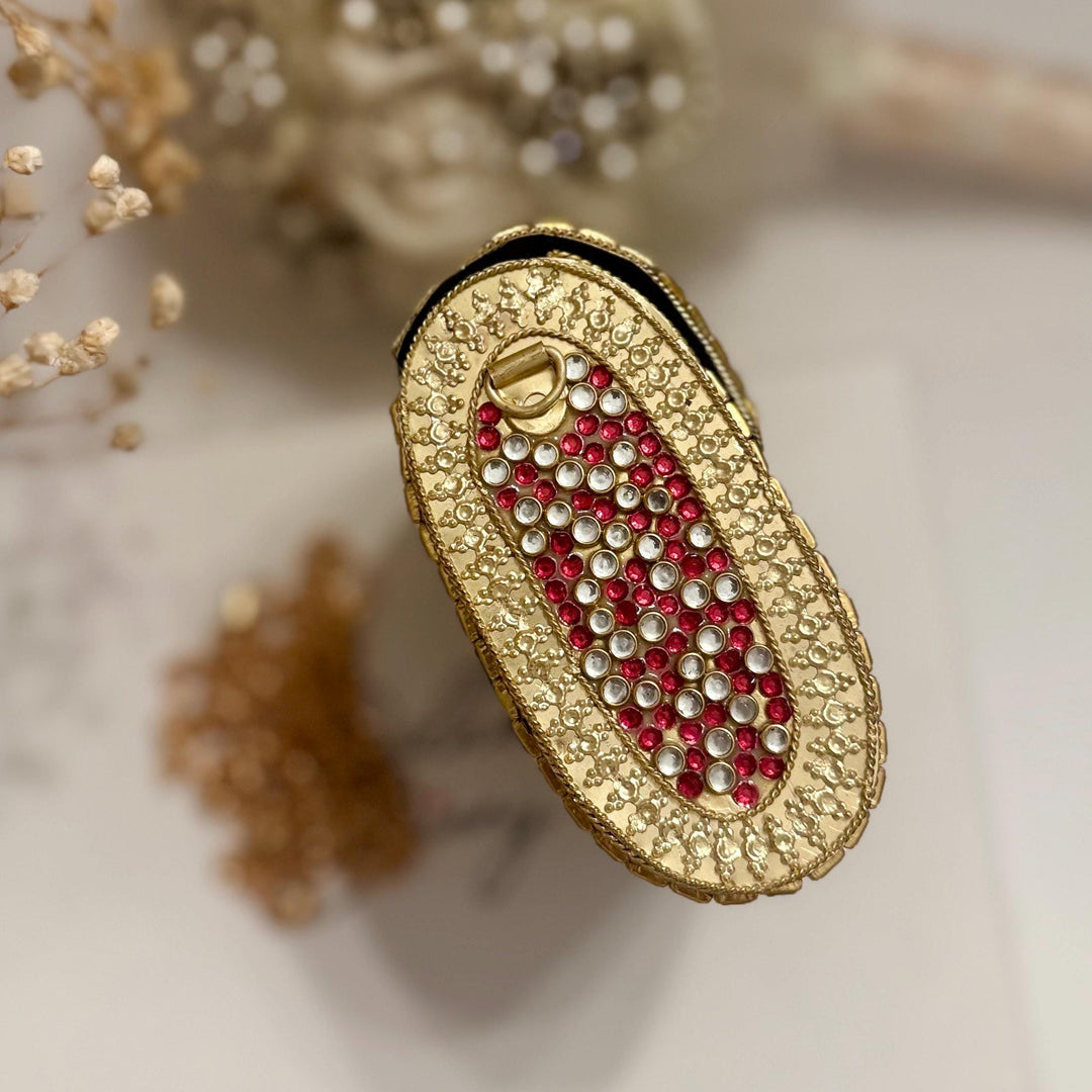 Multicolor Kundan Clutch: Mini Statement Metal Clutch, Bridal Gift