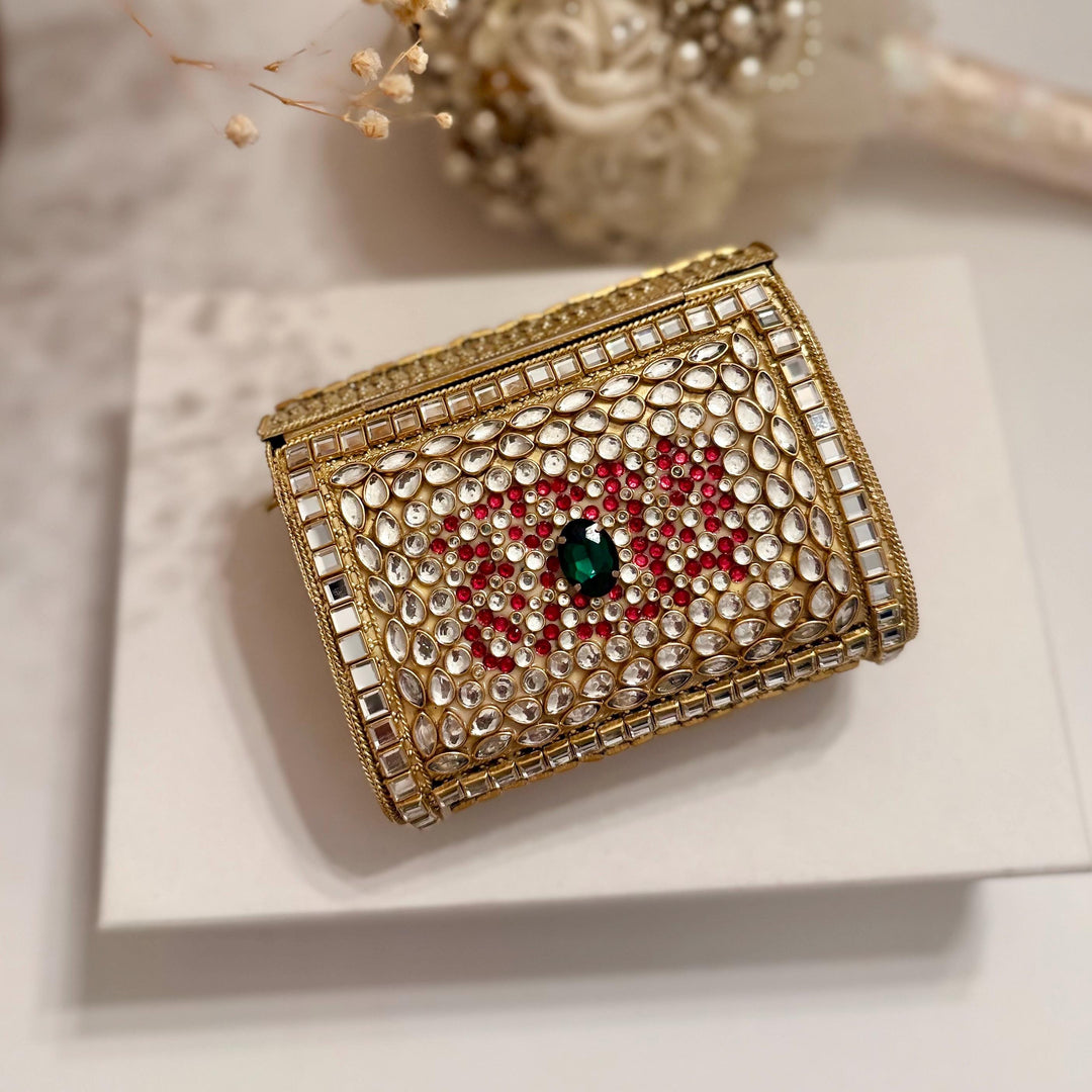 Multicolor Kundan Clutch: Mini Statement Metal Clutch, Bridal Gift