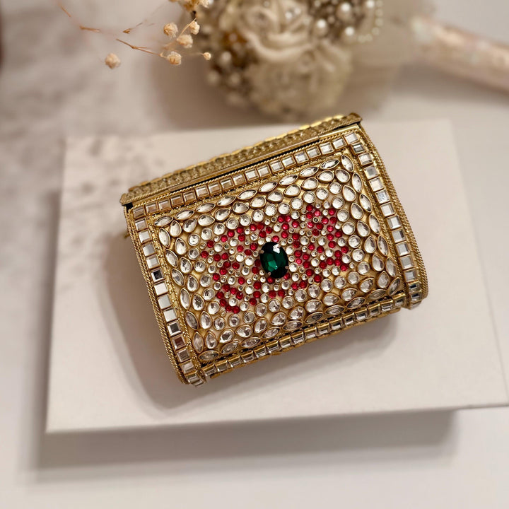 Multicolor Kundan Clutch: Mini Statement Metal Clutch, Bridal Gift
