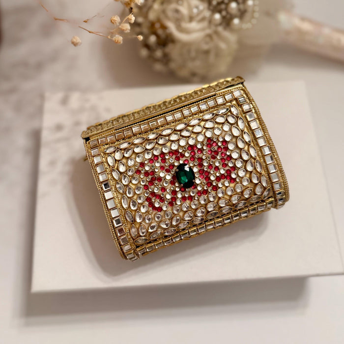 Multicolor Kundan Clutch: Mini Statement Metal Clutch, Bridal Gift