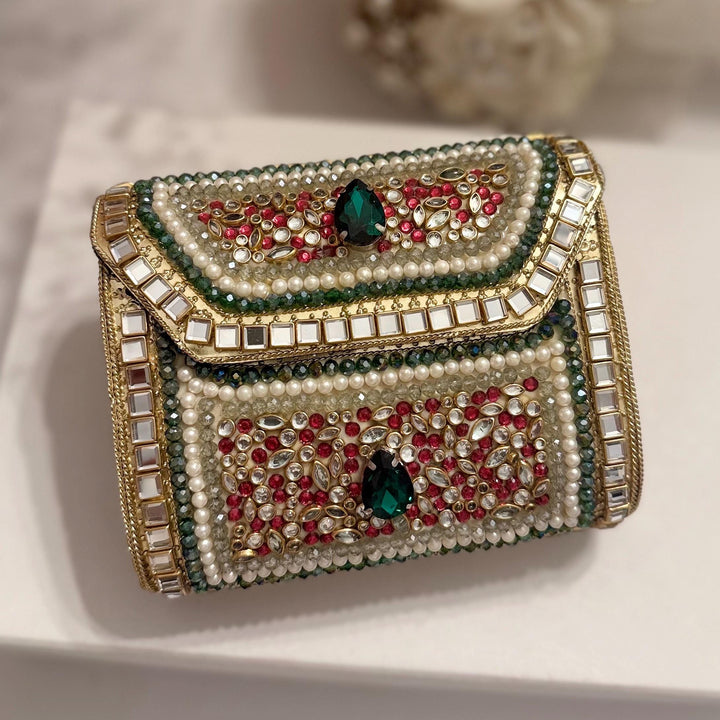 Multicolor Kundan Clutch: Mini Statement Metal Clutch, Bridal Gift