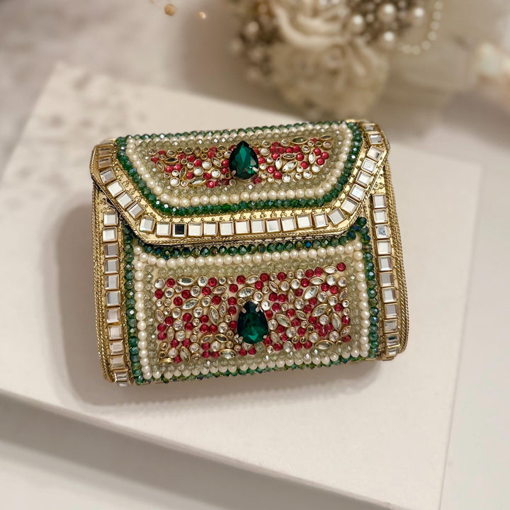 Multicolor Kundan Clutch: Mini Statement Metal Clutch, Bridal Gift