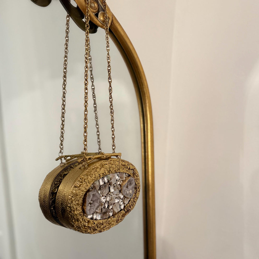 Gold Pearl Bridal Clutch: 14k Gold Plated Evening Bag