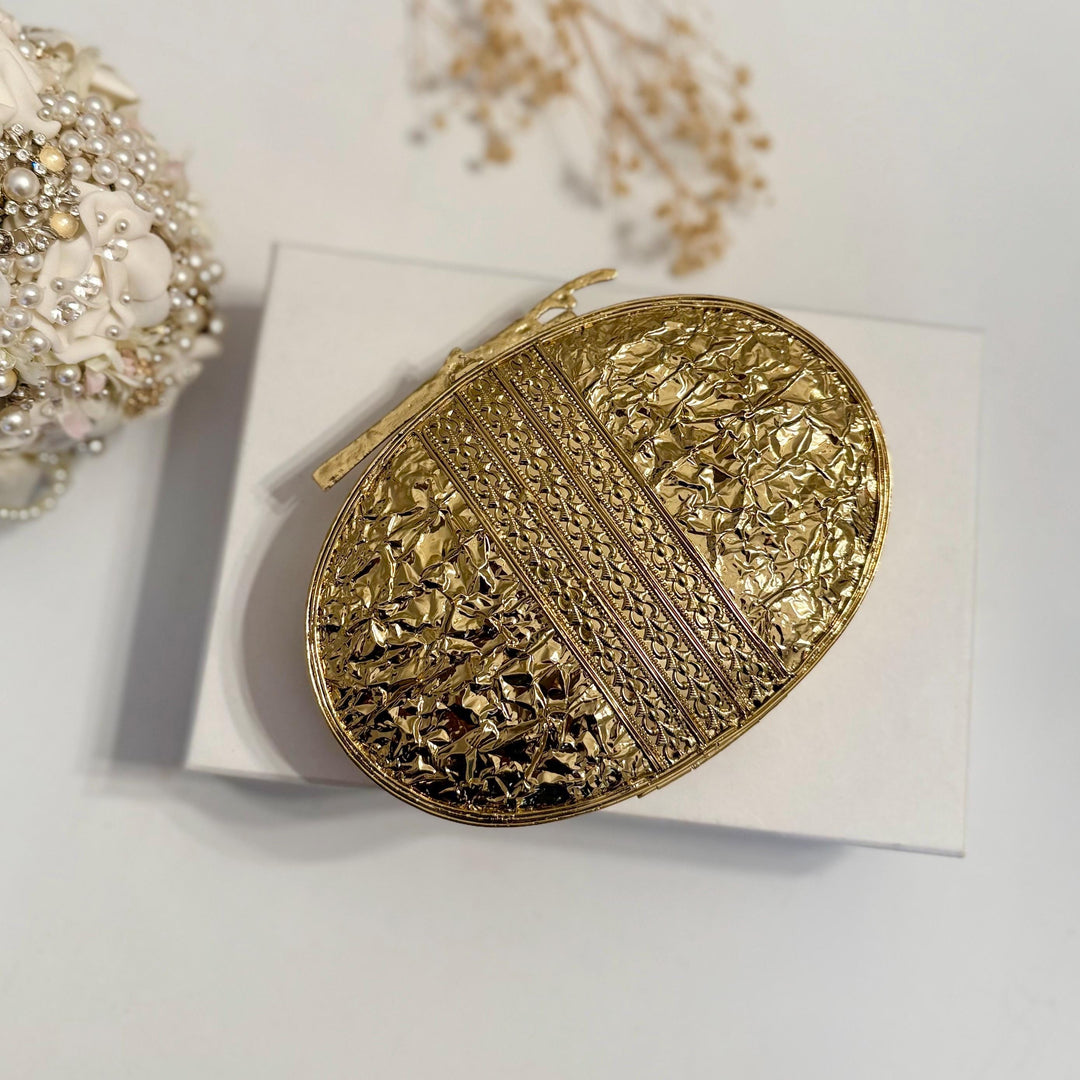 Gold Pearl Bridal Clutch: 14k Gold Plated Evening Bag