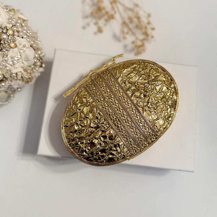 Gold Pearl Bridal Clutch: 14k Gold Plated Evening Bag