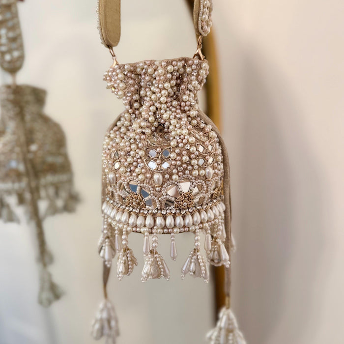 Champagne Beaded Bridal Potli Bag