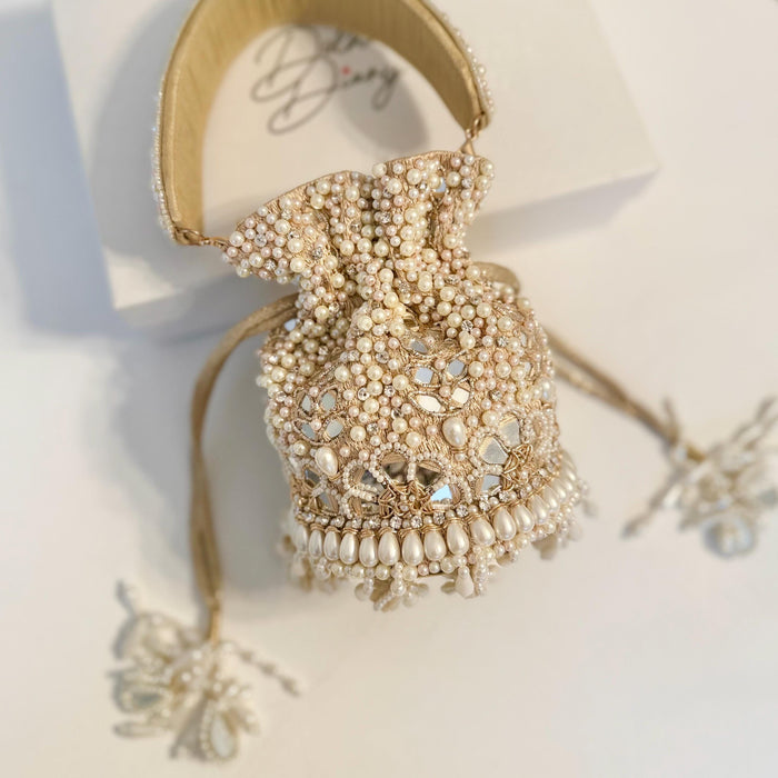 Champagne Beaded Bridal Potli Bag