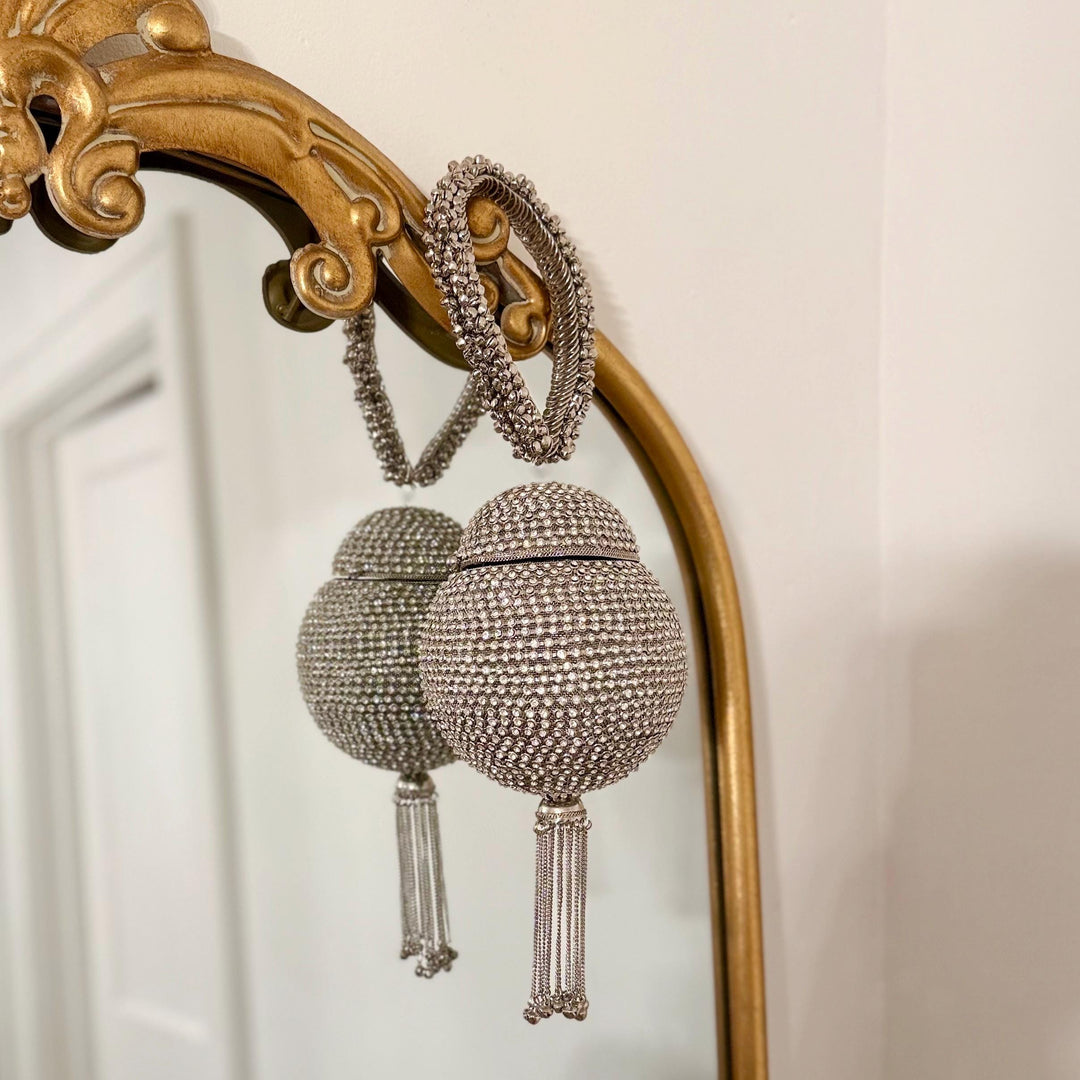 Crystal Bridal Clutch Bracelet Bag: Ethnic Wedding Potli, Brass Metal Evening Purse