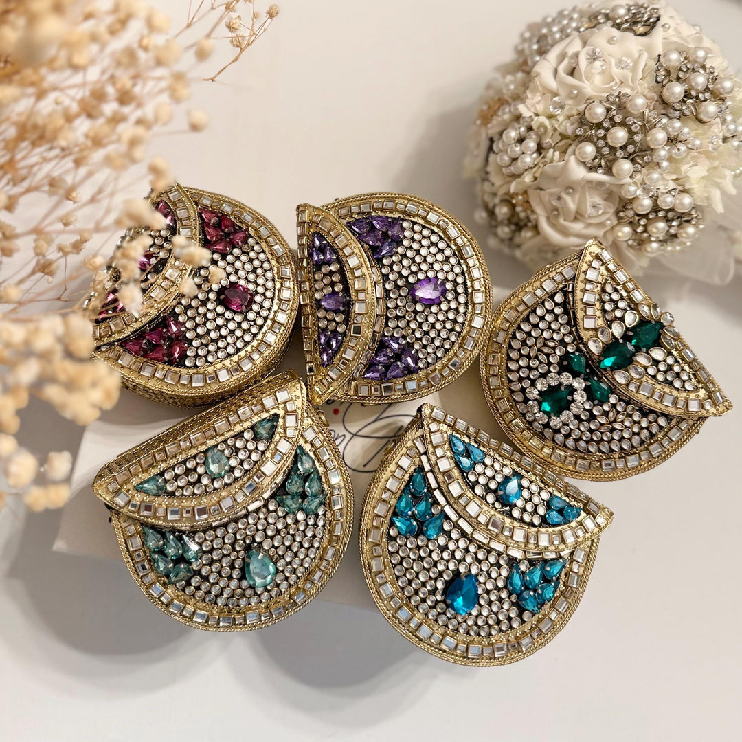 Mini Kundan Clutch: Metal & Stone Evening Bag
