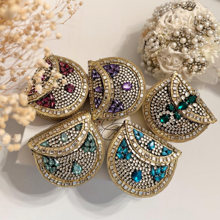 Mini Kundan Clutch: Metal & Stone Evening Bag