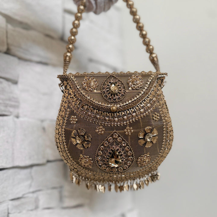 Gold Floral Metal Clutch | Statement Evening Bag
