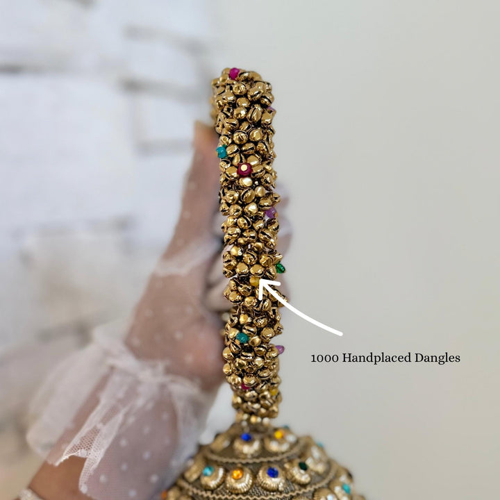 Multicolor Bridal Bracelet Bag: Ethnic Wedding Potli, Brass Metal Evening Purse