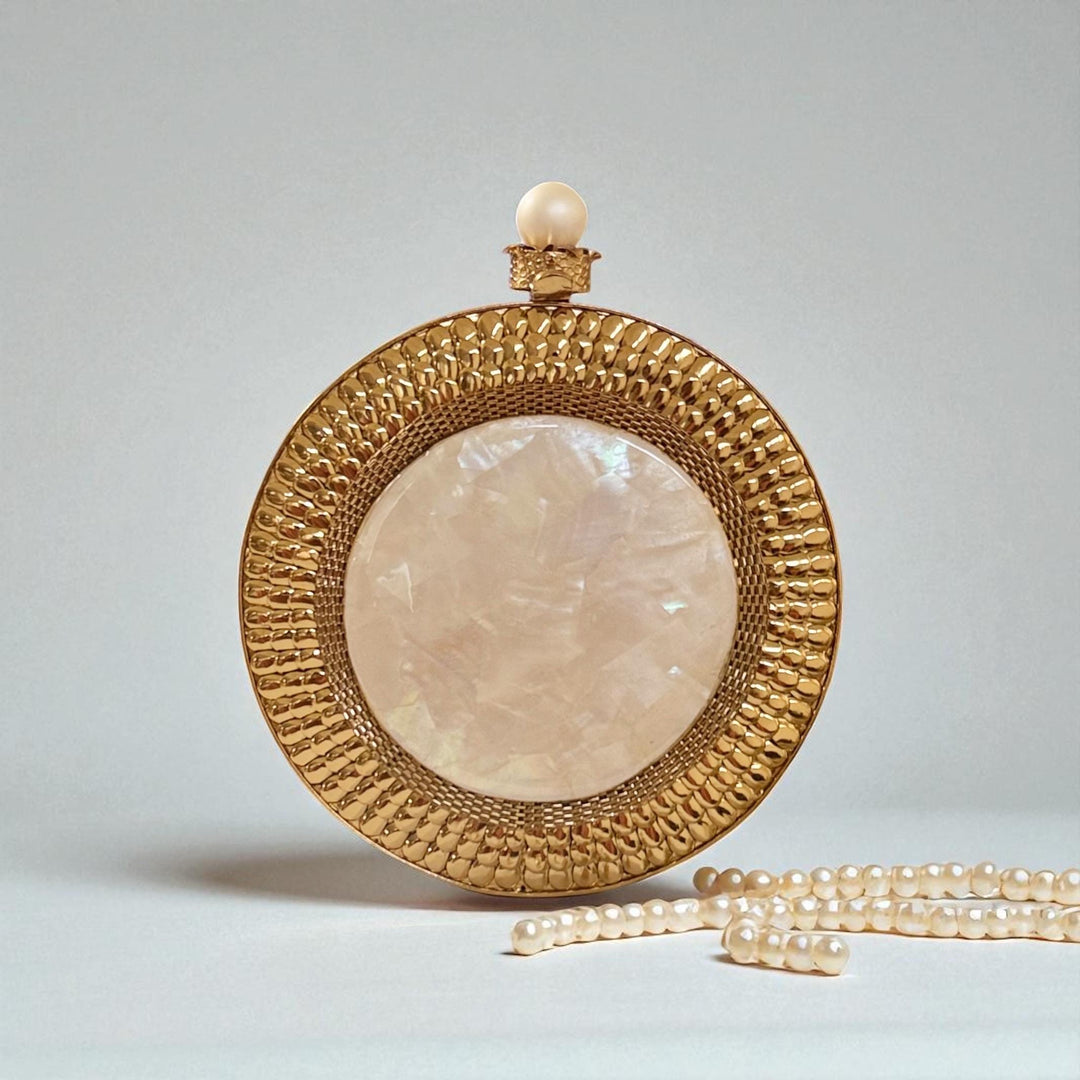 Mother of Pearl Clutch | Brass Frame Statement Purse, Bridal Gift