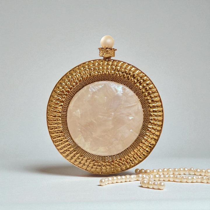 Mother of Pearl Clutch | Brass Frame Statement Purse, Bridal Gift