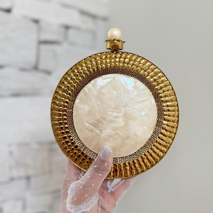 Mother of Pearl Clutch | Brass Frame Statement Purse, Bridal Gift