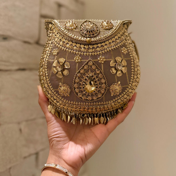 Gold Floral Metal Clutch | Statement Evening Bag