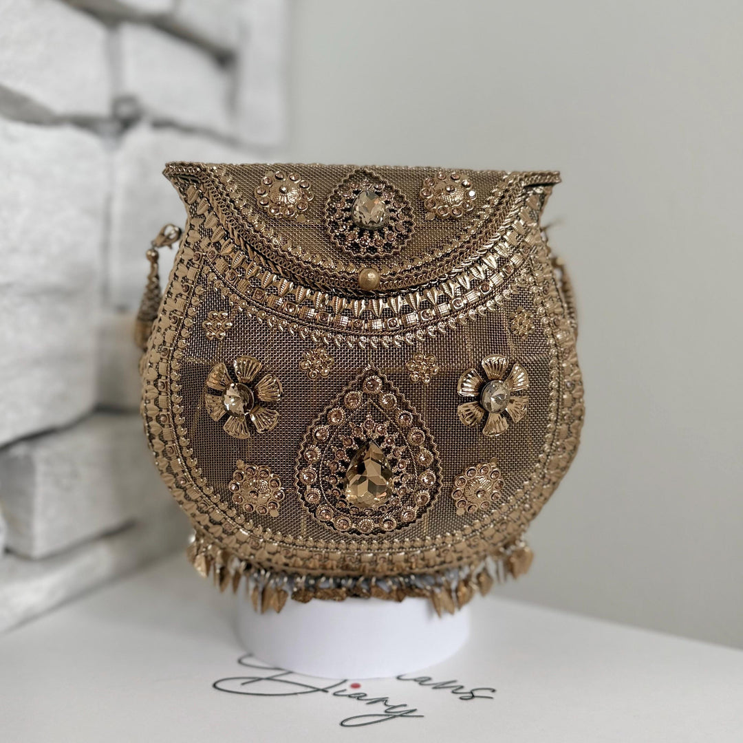 Gold Floral Metal Clutch | Statement Evening Bag