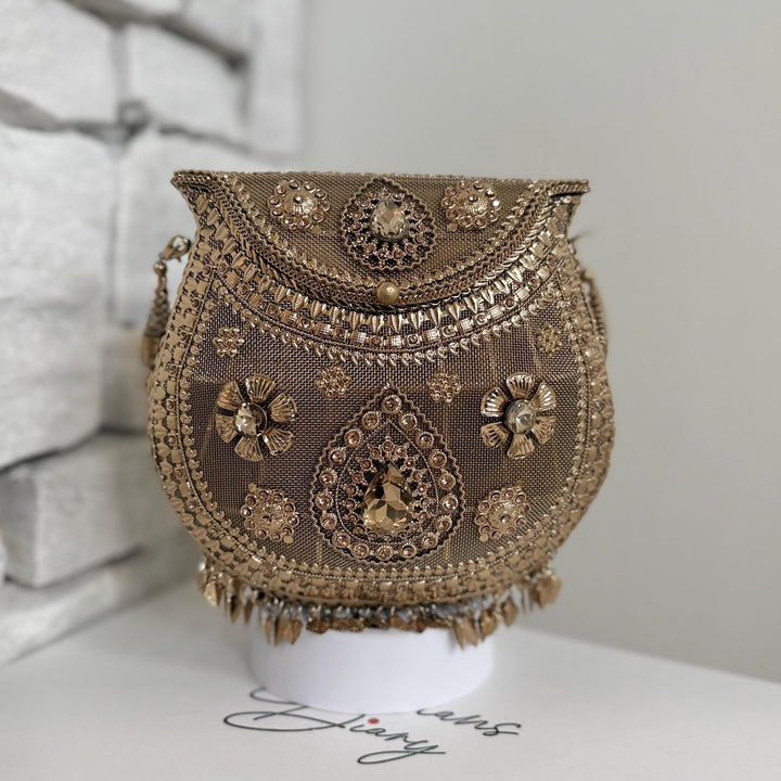 Gold Floral Metal Clutch | Statement Evening Bag