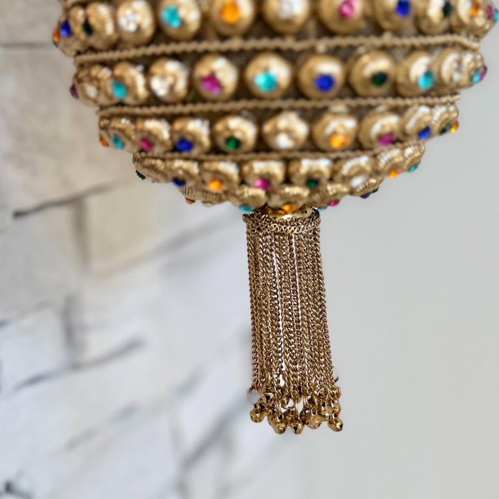 Multicolor Bridal Bracelet Bag: Ethnic Wedding Potli, Brass Metal Evening Purse