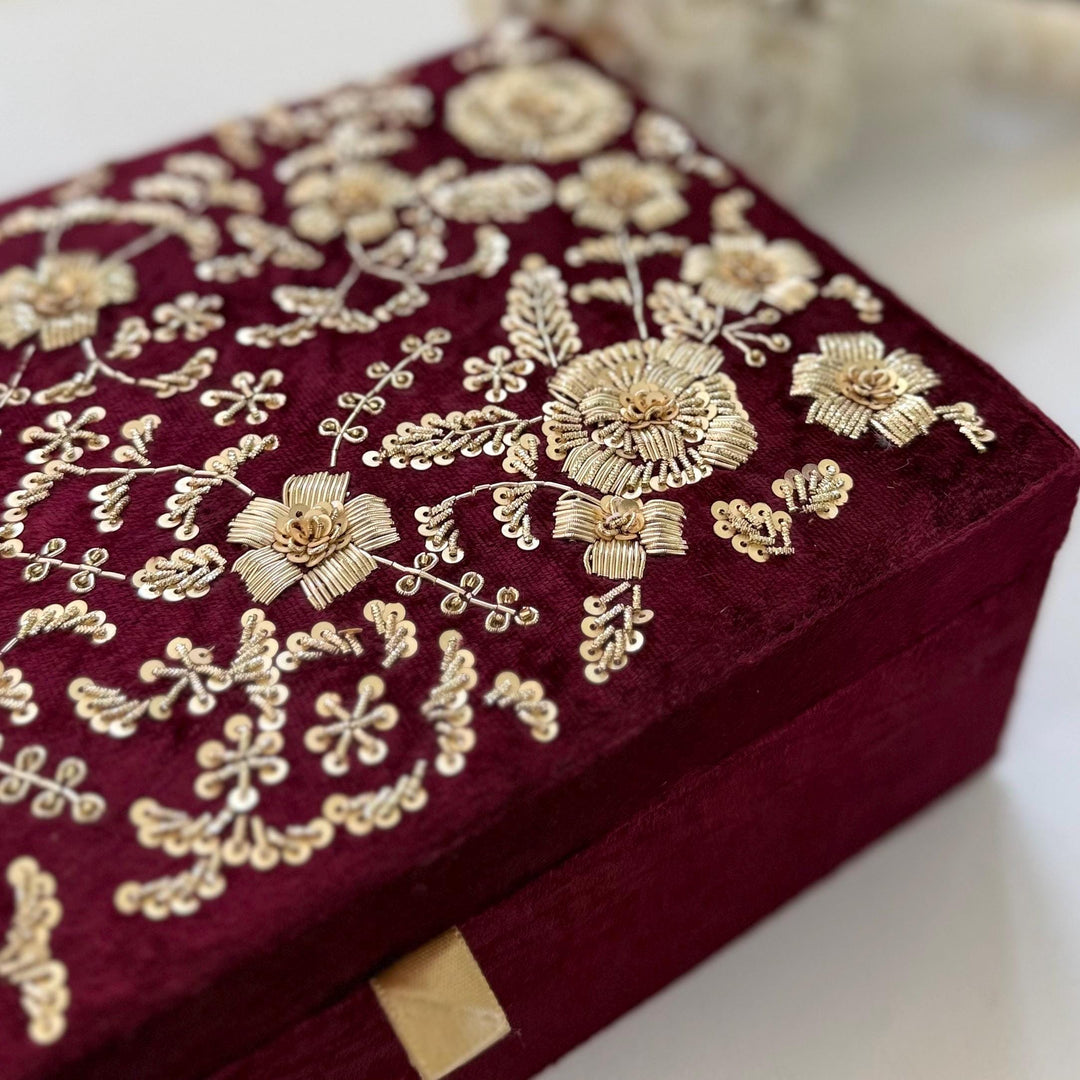 Maroon Trousseau Box | Handmade Jewelry Box | Gift Box | Bangle Box | Memorybox | Bridalkeepsake | Personalized Gift Box