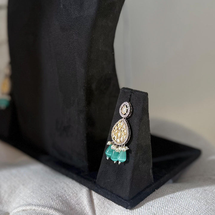 Victorian Kundan Choker Set: Blue, Silver & Gold Indian Jewelry