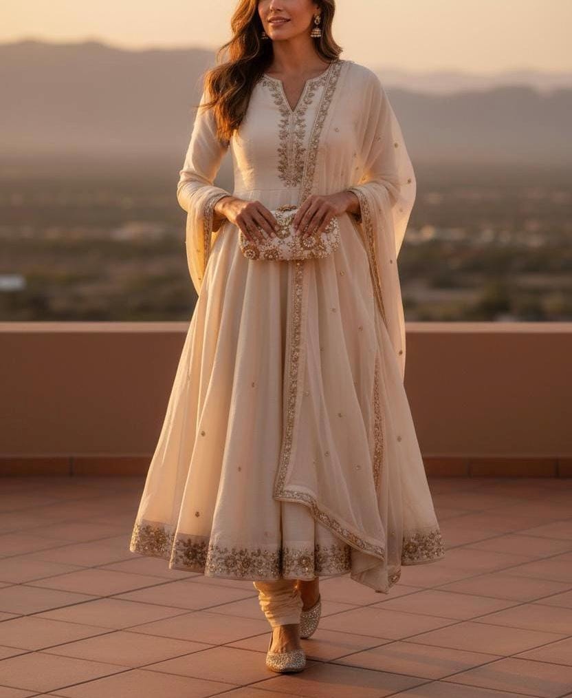 Handmade Ivory Beaded and Zardozi Embroidered Clutch: Ivory Bridal Bag