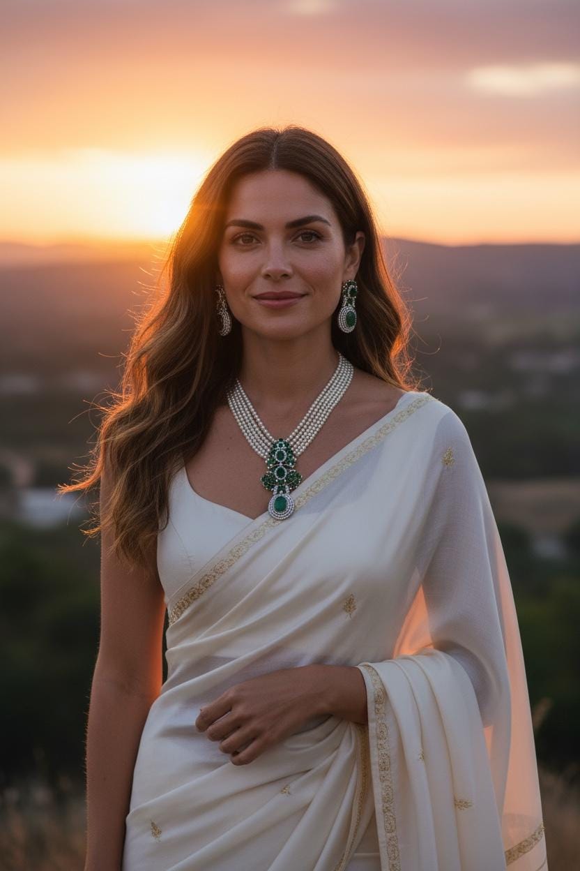 Victorian Style Emerald Green Hand Curved Kundan Necklace Set