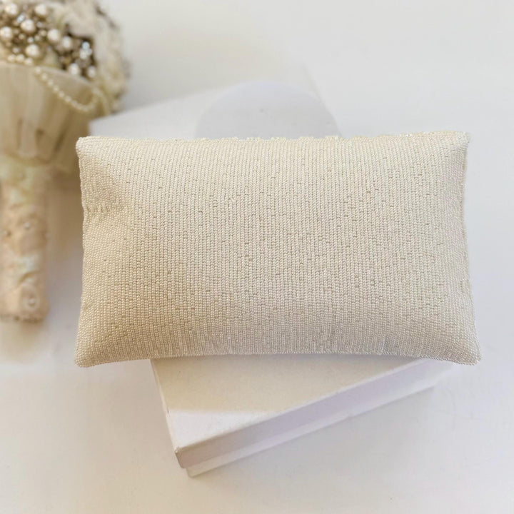 Handmade Ivory Beaded Clutch:  Bridal Evening Envelope Bag