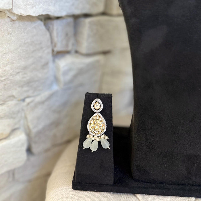 Victorian Kundan Choker Set: Gray, Silver & Gold Indian Necklace