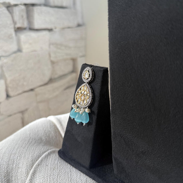 Victorian Kundan Choker Set: Aqua, Silver & Gold Indian Jewelry