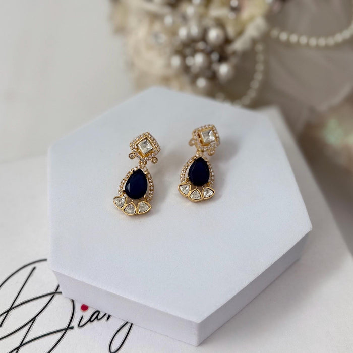 Victorian Kundan Choker Set: Navy Blue Indian Jewelry