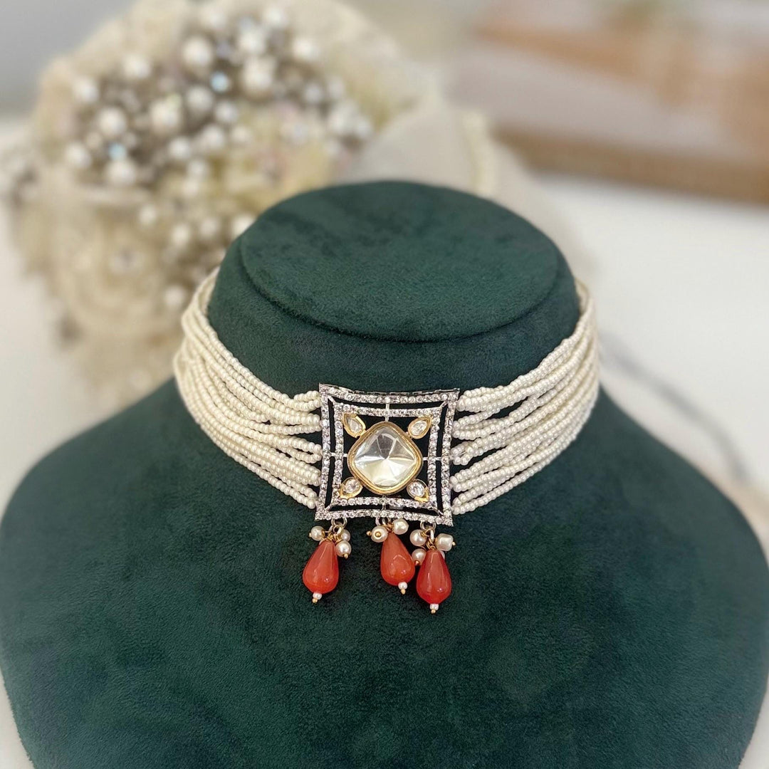 Burnt Orange Choker Set:  Necklace and Earring set