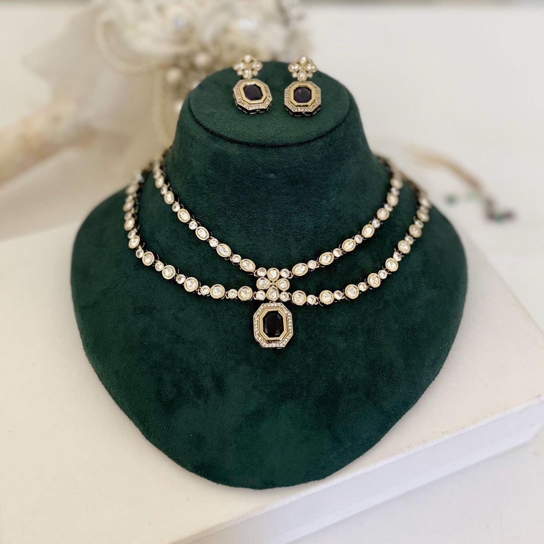 Lavender Kundan Necklace Set: Neclace and Earring Set