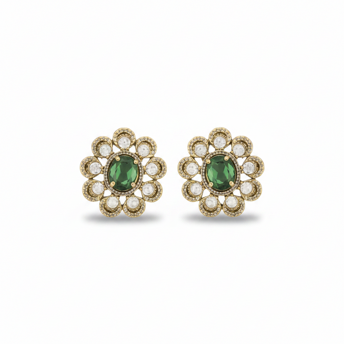 Sage Green Kundan Choker Set: Choker and Earring Set