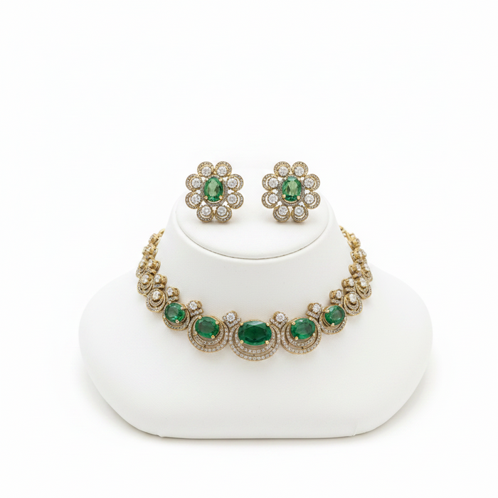 Sage Green Kundan Choker Set: Choker and Earring Set